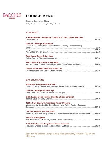 LOUNGE MENU - Vintage Hotels