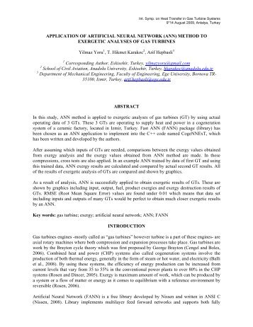 (ANN) Method to Exergetic Analyses of Gas Turbines - ICHMT