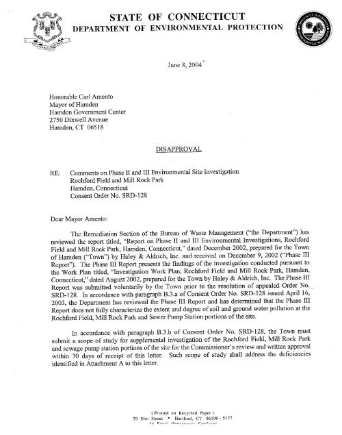 Disapproval letter - Newhall Remediation Project