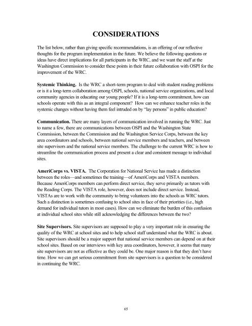 Washington Reading Corps: Impacts of National Service and the ...