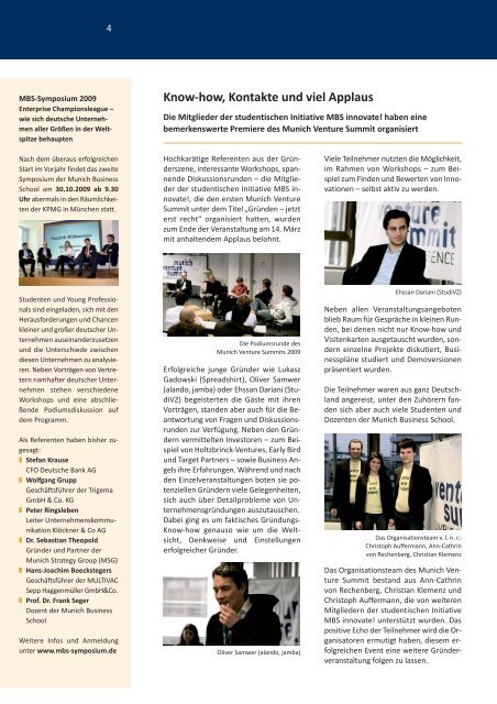 MBS Newsletter Herbst 2009 - Munich Business School