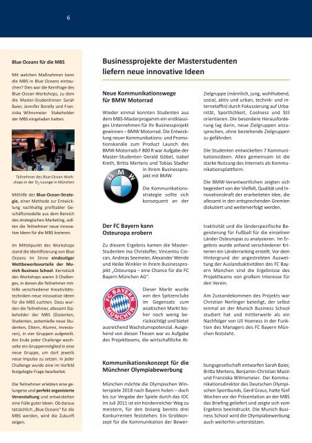 MBS Newsletter Herbst 2009 - Munich Business School