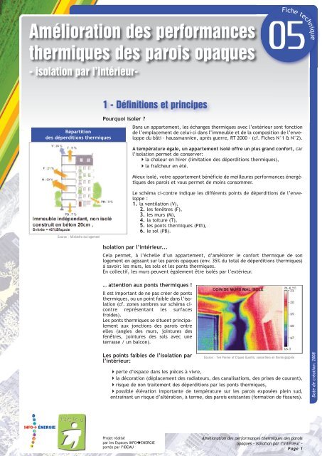 Amélioration des performances thermiques des parois ... - IDEMU