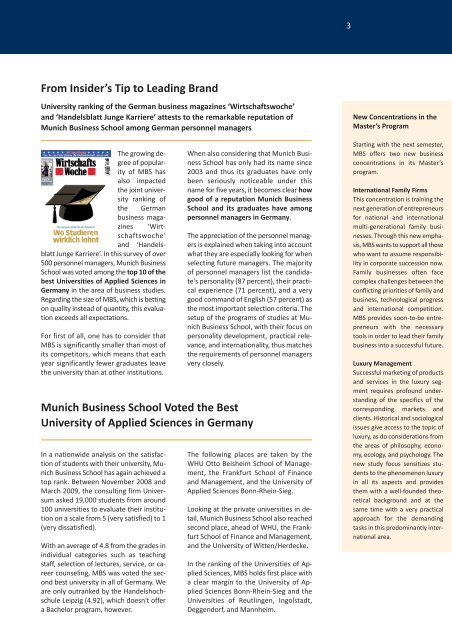 Newsletter Fall 2009 - Munich Business School