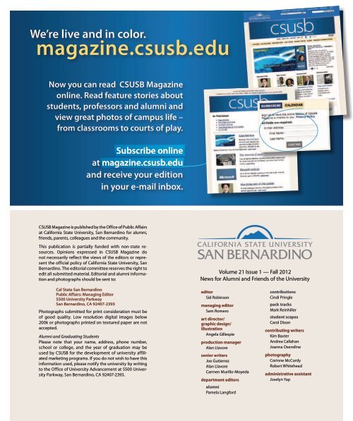 TomÃ¡s Morales - CSUSB Magazine - California State University ...