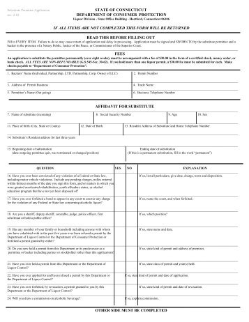 Substitute permittee application STATE OF CONNECTICUT - CT.gov