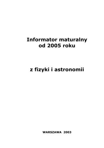 Informator maturalny od 2005 roku z fizyki i astronomii