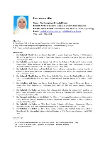 Curriculum Vitae - School of Civil Engineering - USM