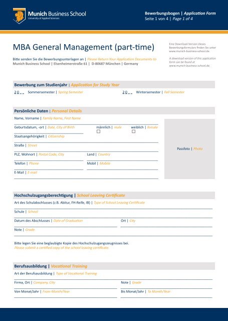 MBA General Management (part- me) - Munich Business School