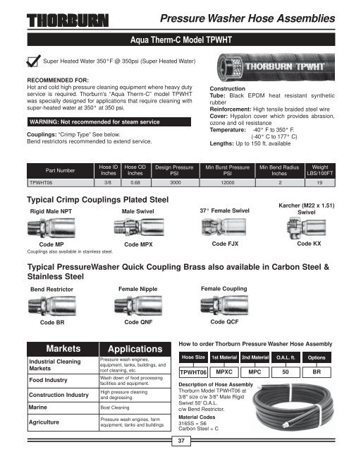 Hydraulic Hose Assemblies - Thorburn Flex Inc