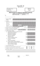 Form VAT - 27 Memorandum for Appeal to Appellate Authority