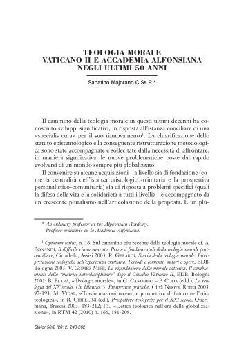 teologia morale vaticano ii e accademia alfonsiana ... - Studia Moralia