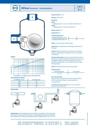 PN 16 RIFOmat Schwimmer - Kondensatableiter 1068-N