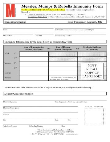 Measles, Mumps & Rubella Immunity Form - Manhattan School of ...