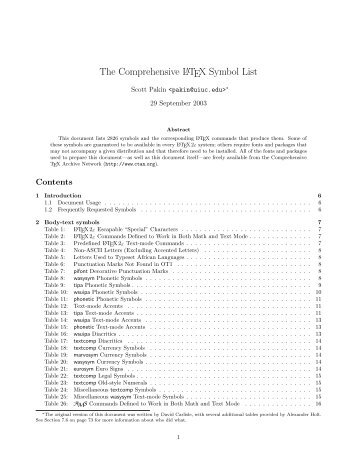 The Comprehensive LaTeX Symbol List - CiteSeerX