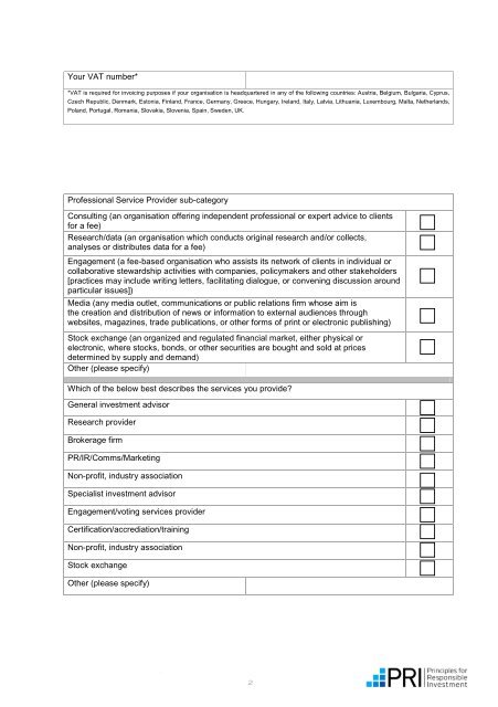 Professional Service Partner signatory application form