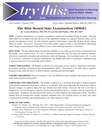 The Mini Mental State Examination (MMSE) - KyForward.com