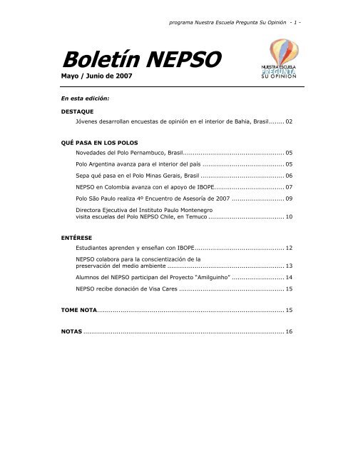 BoletÃ­n NEPSO - Instituto Paulo Montenegro