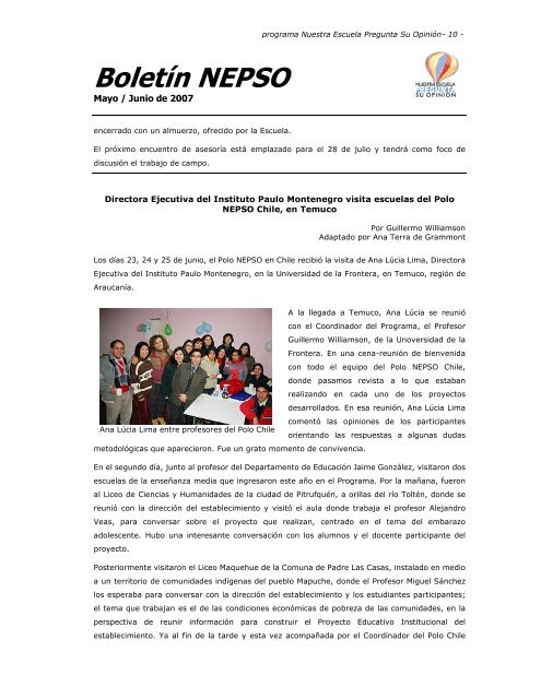 BoletÃ­n NEPSO - Instituto Paulo Montenegro