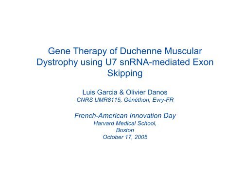 Gene Therapy of Duchenne Muscular Dystrophy using U7 snRNA ...