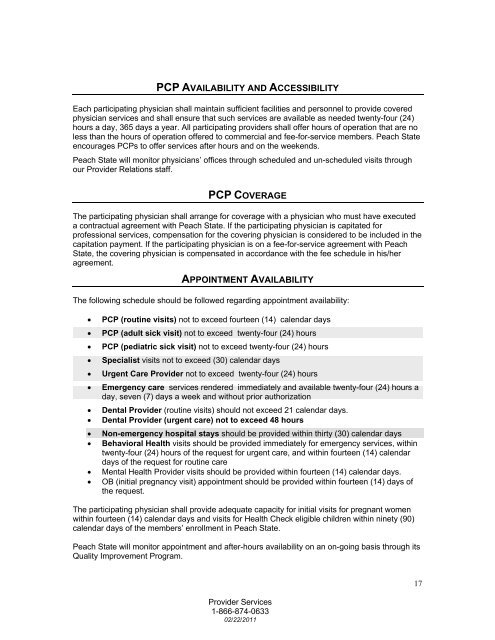 Peach State Provider Office Manual - Peach State Health Plan ...