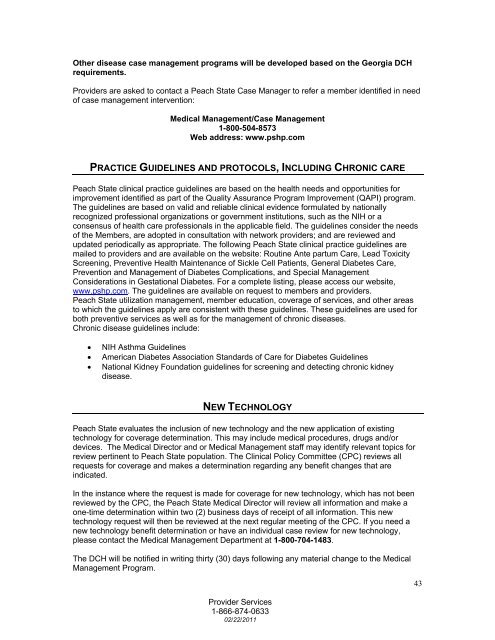 Peach State Provider Office Manual - Peach State Health Plan ...