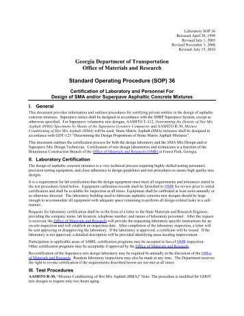 Standard Operating Procedure (SOP) 36 - the GDOT