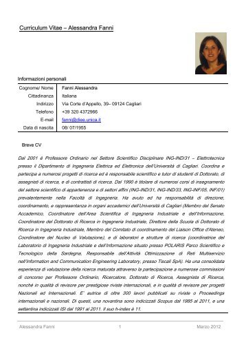 Curriculum Vitae â Alessandra Fanni - UniversitÃ  degli studi di ...