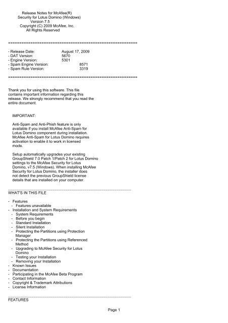 Security for Lotus Domino 7.5 (Windows) Release ... - Errors ...