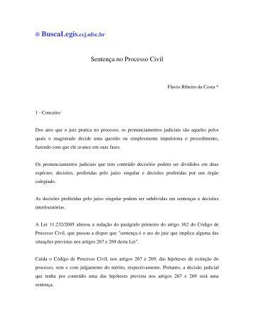 SentenÃ§a no Processo Civil - BuscaLegis