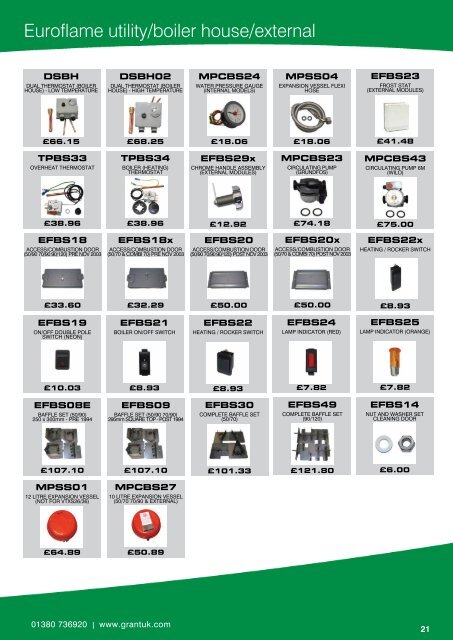 Grant Spares Retail Price List - Grant UK