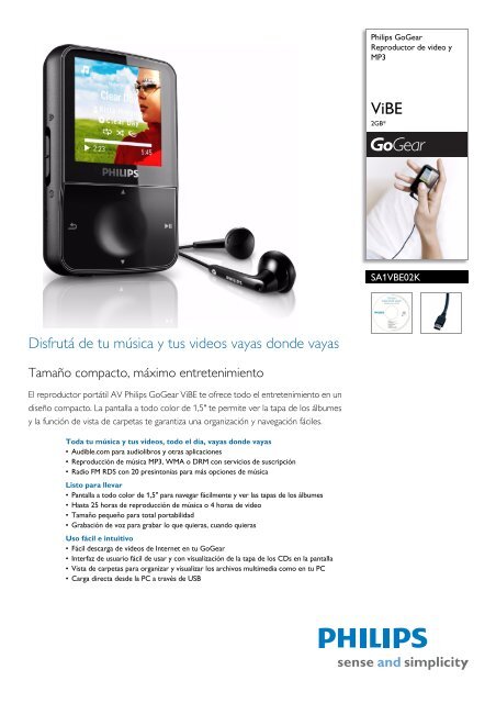 SA1VBE02K/55 Philips Reproductor de video y MP3