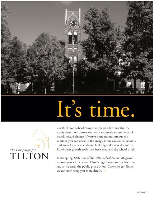 It's Time. Faces of The Campaign - Tilton School