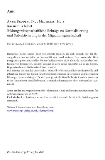 Anne Broden, Paul Mecheril (Hg.) Rassismus bildet - transcript Verlag