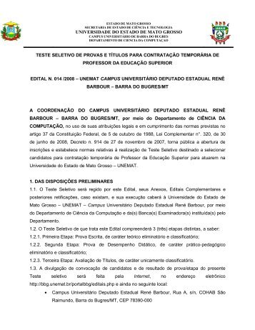 UNIVERSIDADE DO ESTADO DE MATO GROSSO ... - UNEMAT