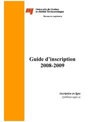 Guide d'inscription 2008-2009 - UQAT.ca