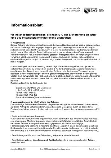 Informationsblatt - Mess- und Eichwesen - Freistaat Sachsen