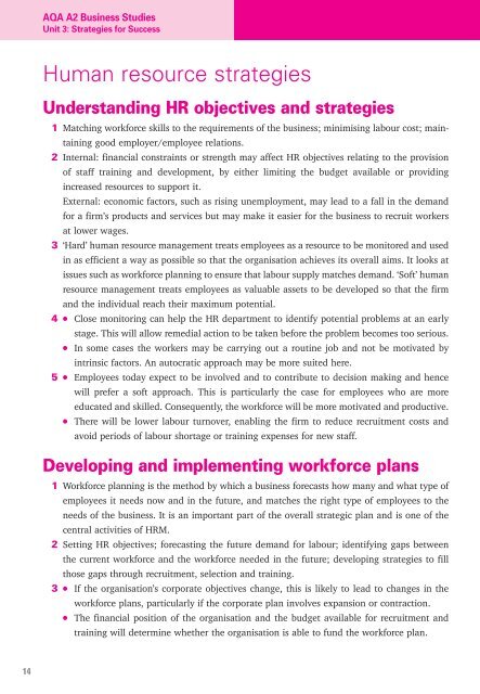 A2 Business Studies Unit 3 Strategies for Success AQA