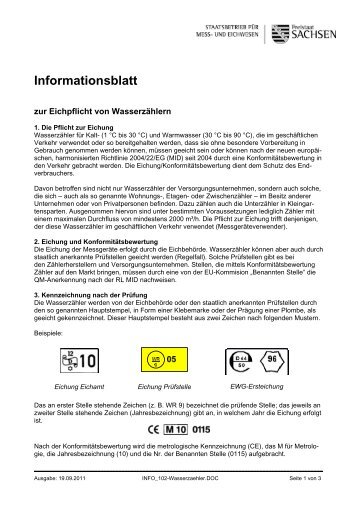 Informationsblatt - Mess- und Eichwesen