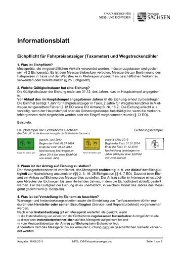 Informationsblatt - Mess- und Eichwesen