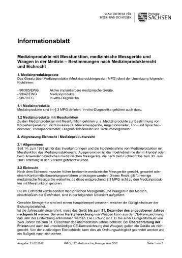 Informationsblatt - Mess- und Eichwesen