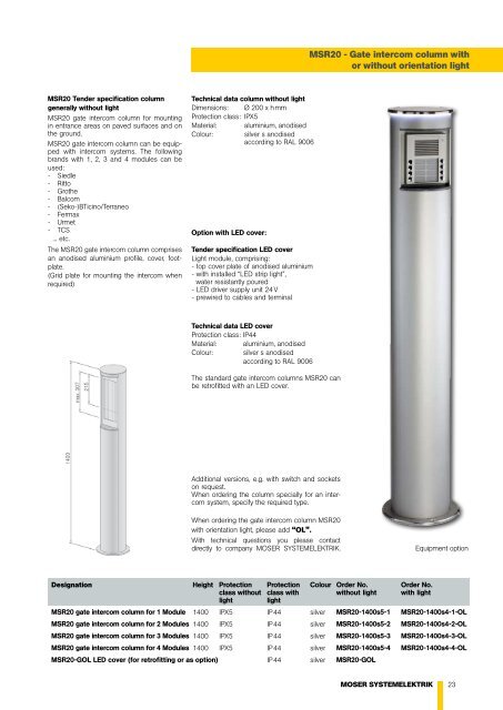 Brochure Garden columns - Moser Systemelektrik