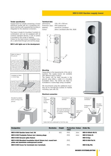 Brochure Garden columns - Moser Systemelektrik