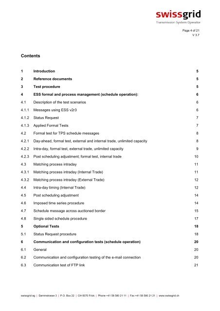 Specification Balance Group Acceptance Test - Swissgrid