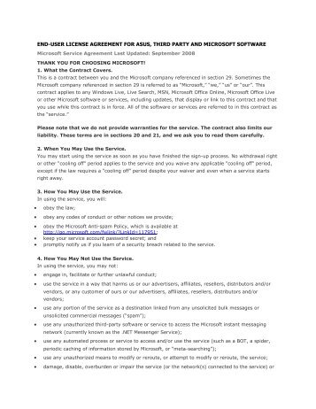 END-USER LICENSE AGREEMENT FOR ASUS, THIRD PARTY ...
