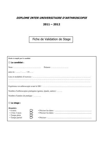 Fiche évaluation de stage 2011-2012