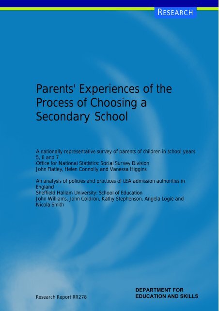 Parents' Experiences of the Process of Choosing a Secondary School