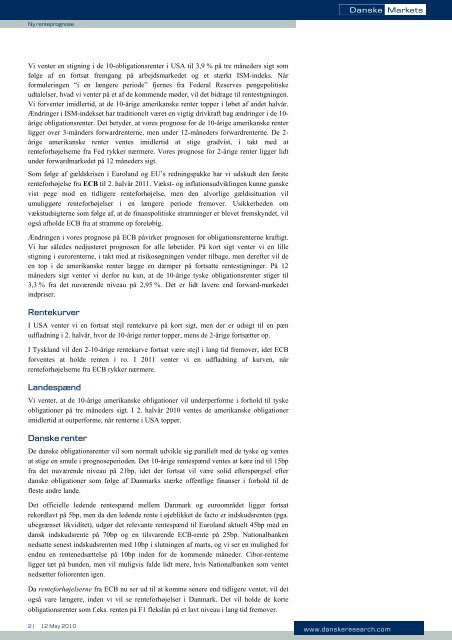 Ny renteprognose - Danske Analyse - Danske Bank