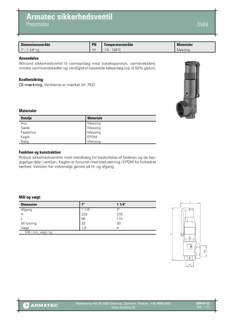 SV69_DKProduktfil Armatec sikkerhedsventil - Pneumatex