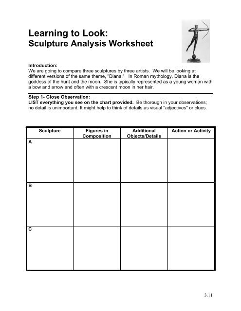 Sculpture Analysis Worksheet - TRITEC
